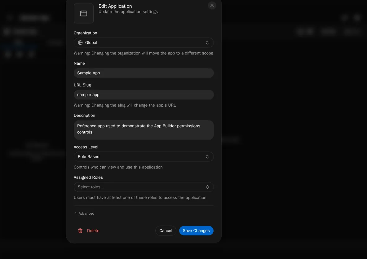 App access settings