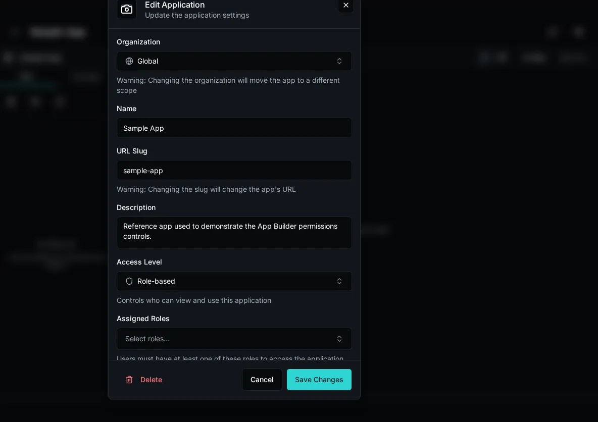 App access settings