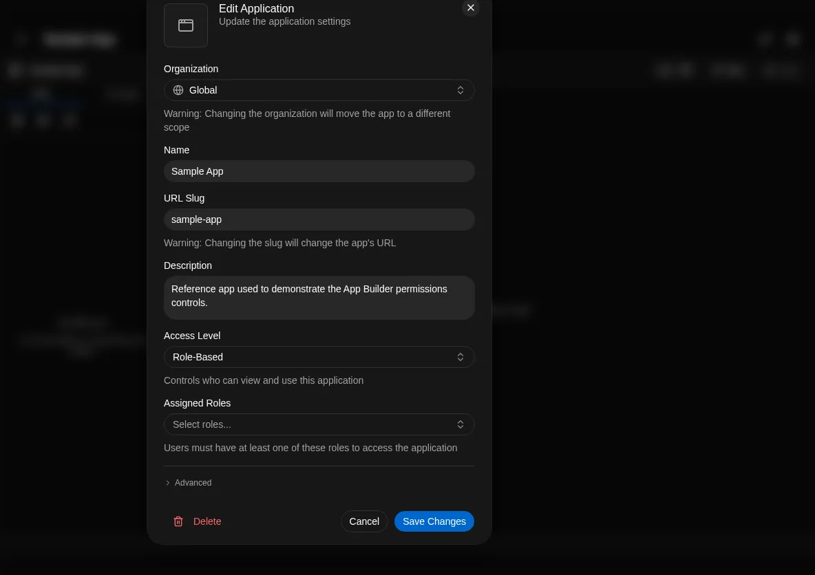 App access settings
