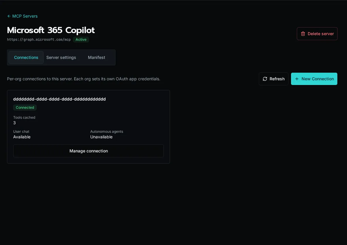 Server detail with connections