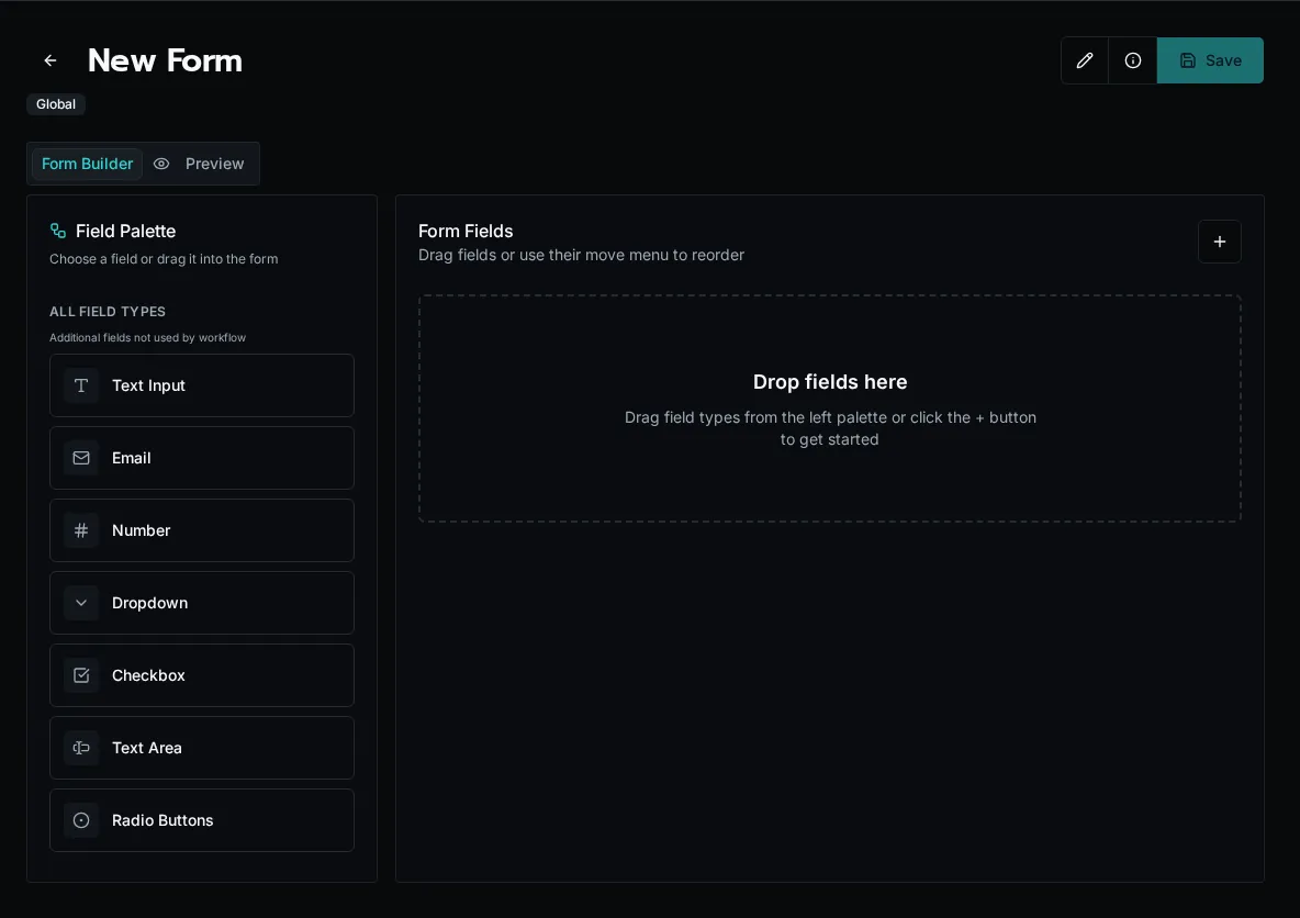 Form builder with department and manager fields