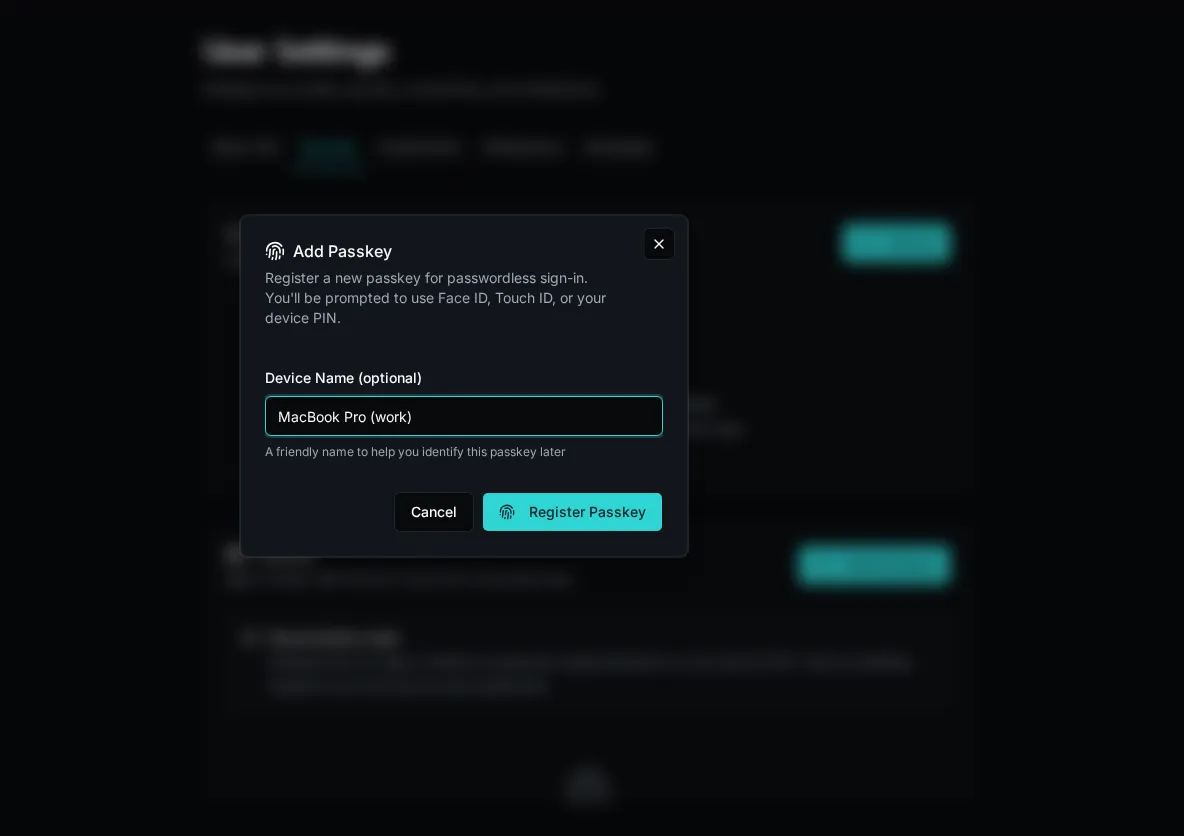 Name Passkey Prompt