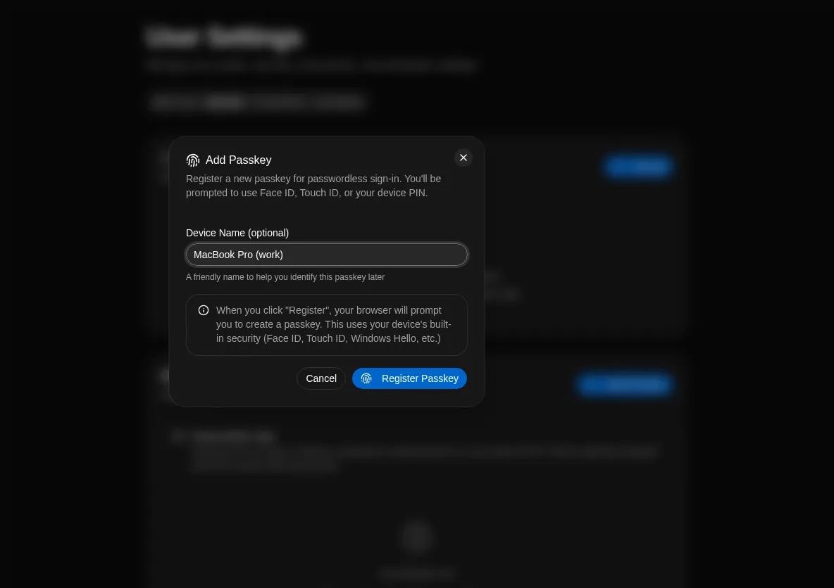 Name Passkey Prompt