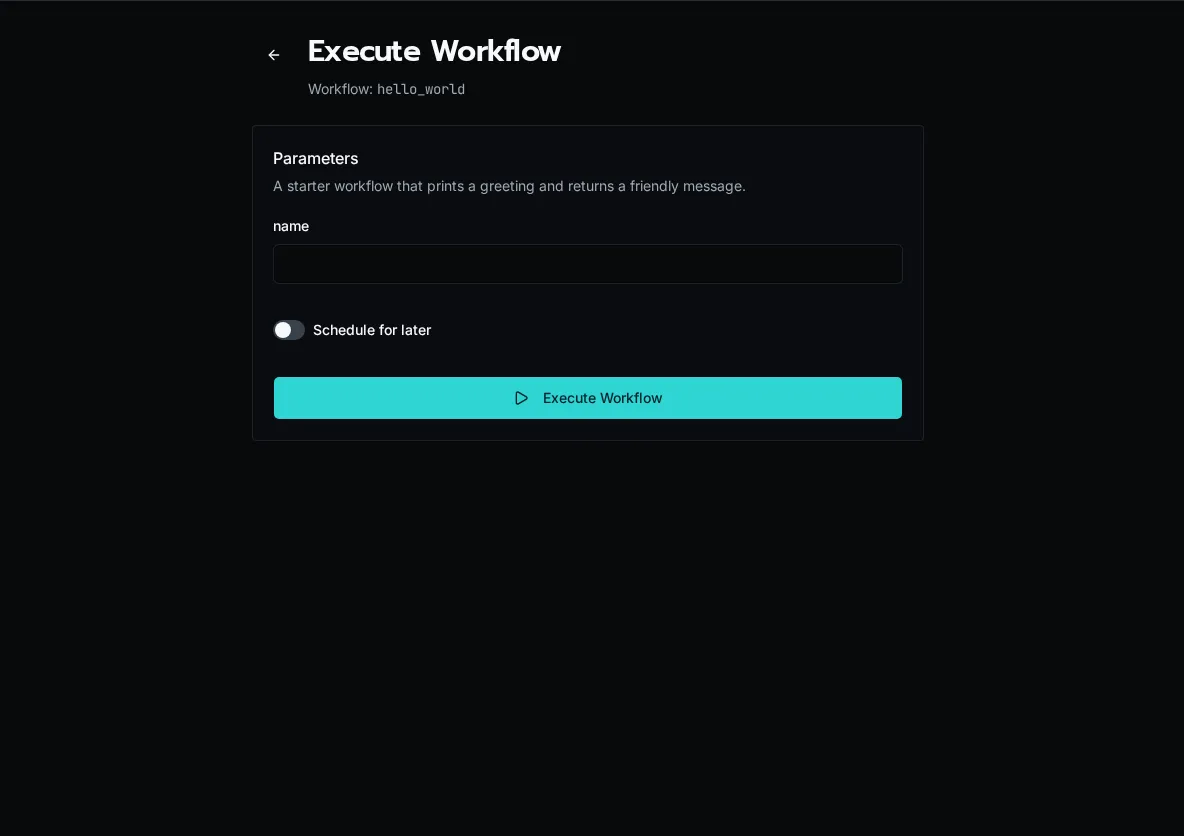 Schedule for later checkbox on the execute dialog