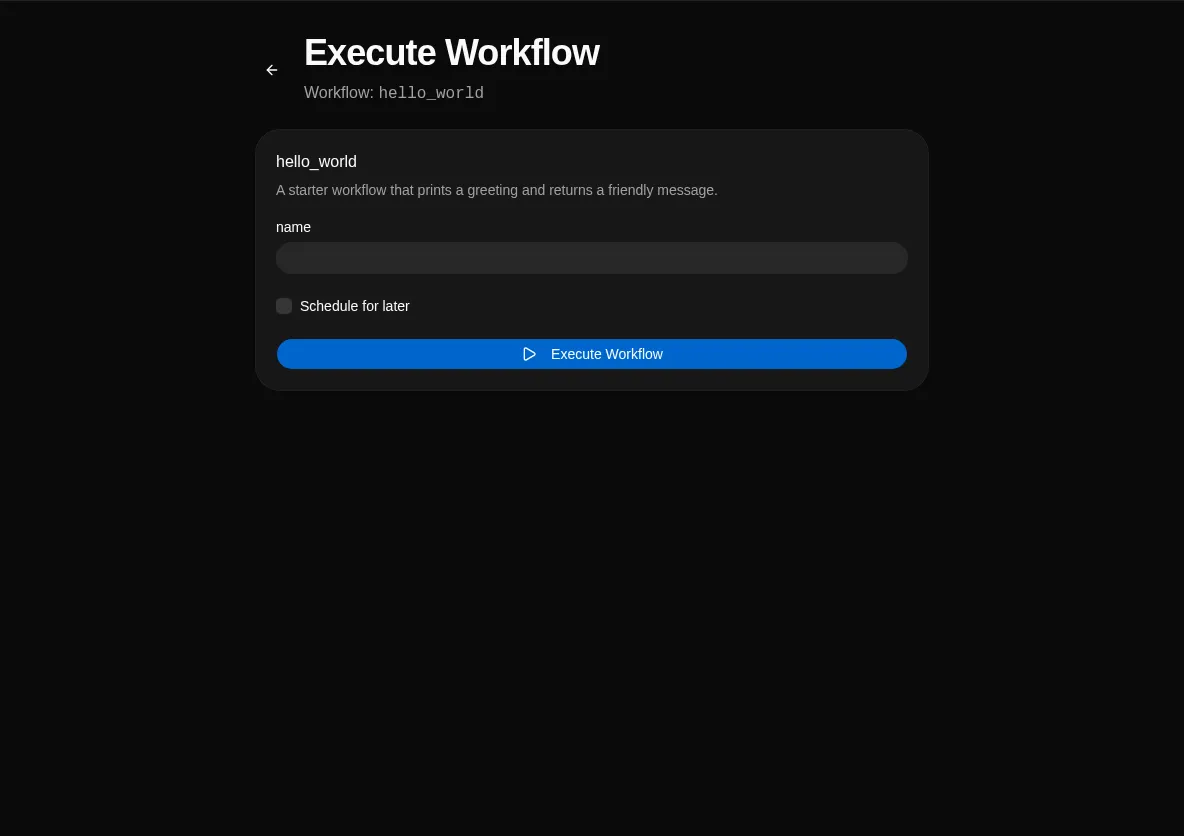 Schedule for later checkbox on the execute dialog