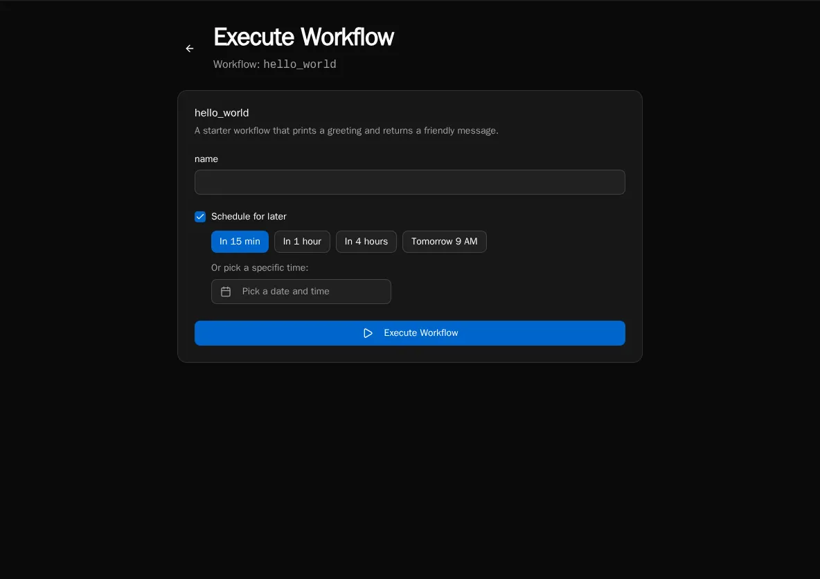 Scheduled workflow picker