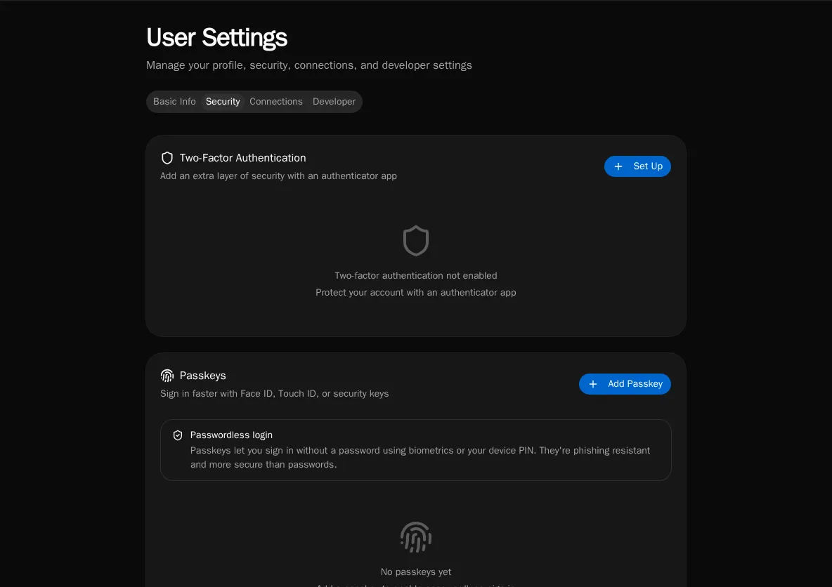Security Tab Landing
