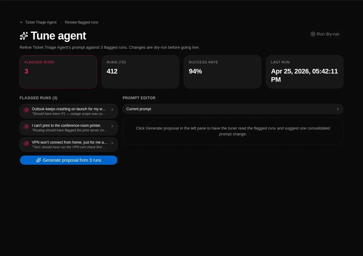 Agent tune workbench