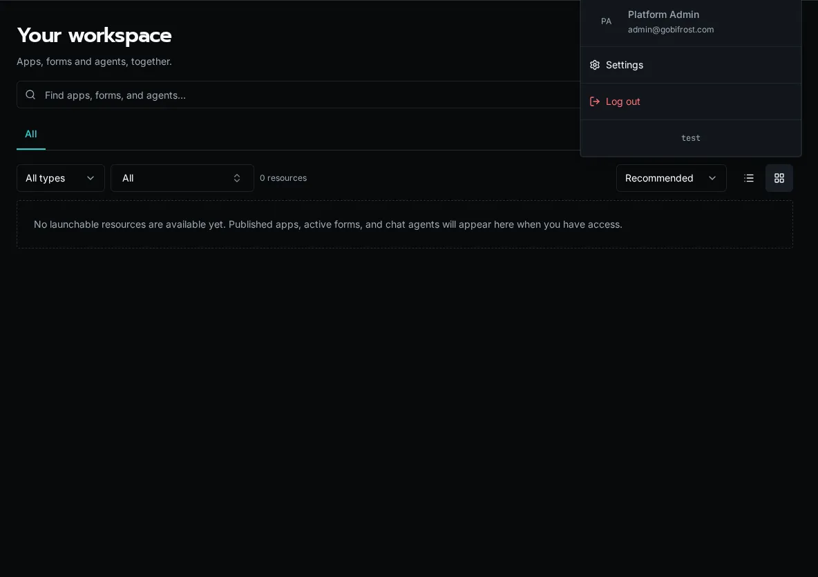 Version pill in the user menu