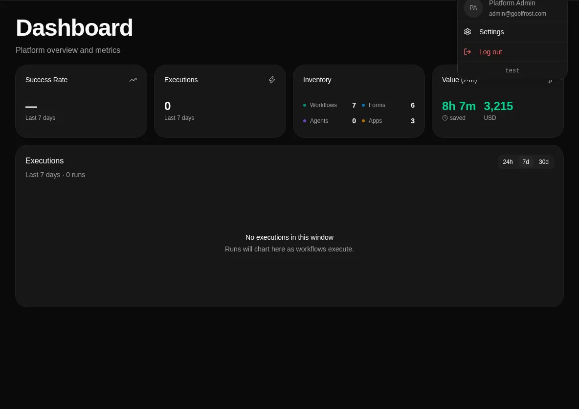 Version pill in the user menu