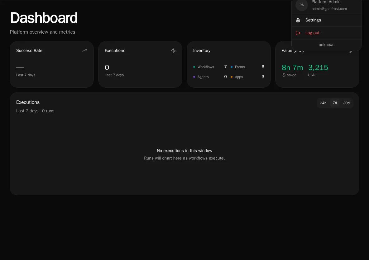 Version pill in the user menu